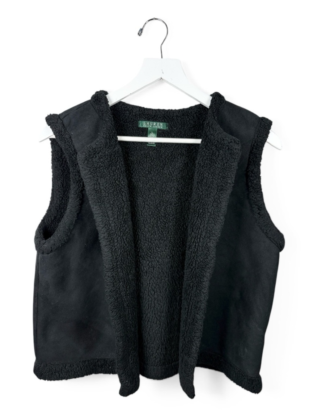 Ralph Lauren Women's Black Fleece Crop Vest W2339 Sz L